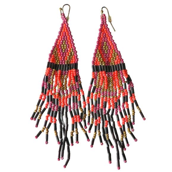 NEW! Boho Hanging Earrings Long Beaded Lightweight Dangle Tiered Western Jewelry - Picture 1 of 8
